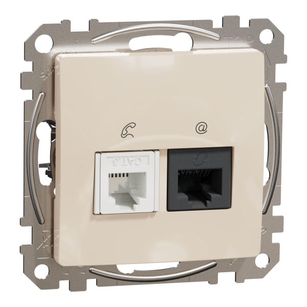 Телекоммуникационная розетка RJ45+RJ11 Schneider Electric Sedna Design Бежевый (SDD112468)