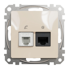 Телекоммуникационная розетка RJ45+RJ11 Schneider Electric Sedna Design Бежевый (SDD112468)