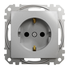 Розетка із заземленням Schneider Electric Sedna Design 16 А зі шторками Алюміній (SDD113022)