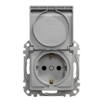 Розетка із заземленням Schneider Electric Sedna Design 16 А зі шторками Матовий алюміній (SDD113024)