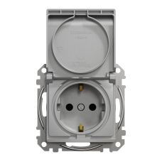 Розетка с заземлением Schneider Electric Sedna Design 16 А со шторками Алюминий (SDD113024)