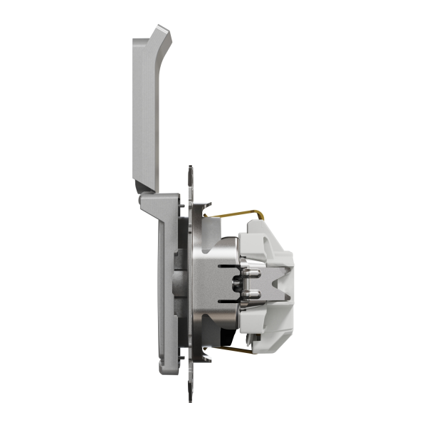 Розетка с заземлением Schneider Electric Sedna Design 16 А со шторками Матовый алюминий (SDD113024)
