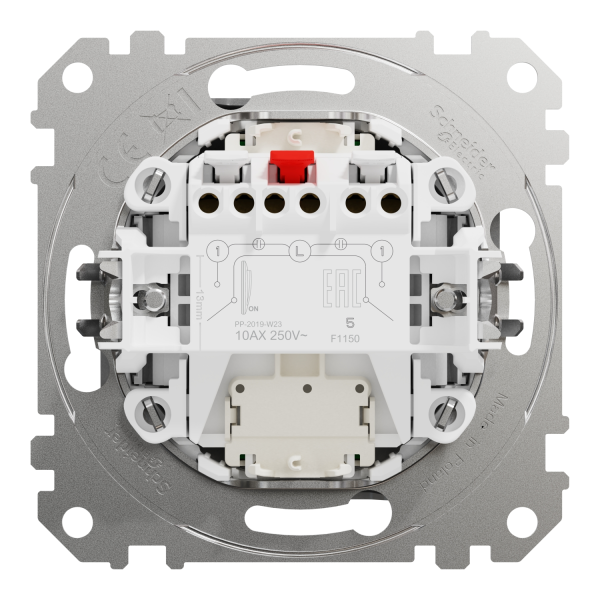 Вимикач двоклавішний з підсвічуванням Schneider Electric Sedna Design 10 А Алюміній (SDD113105L)
