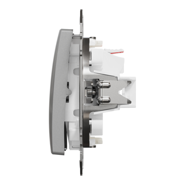 Вимикач двоклавішний з підсвічуванням Schneider Electric Sedna Design 10 А Алюміній (SDD113105L)