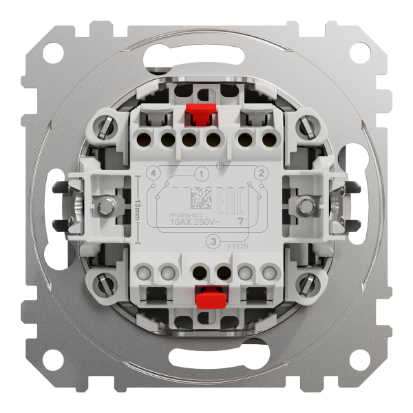 Выключатель одноклавишный перекрёстный Schneider Electric Sedna Design 10 А Алюминий (SDD113107)