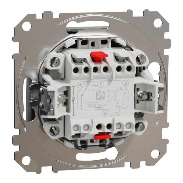 Выключатель одноклавишный перекрёстный Schneider Electric Sedna Design 10 А Алюминий (SDD113107)