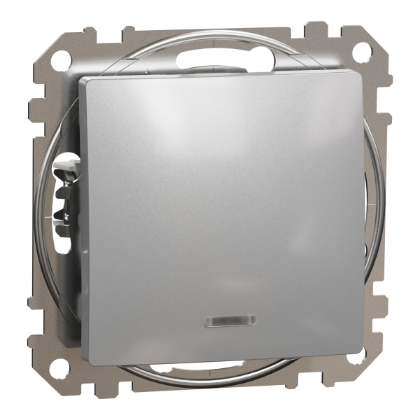 Вимикач одноклавішний перехресний Schneider Electric Sedna Design 10 А Матовий алюміній (SDD113107L)