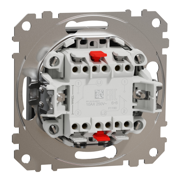 Вимикач двоклавішний прохідний Schneider Electric Sedna Design 10 А Алюміній (SDD113108)