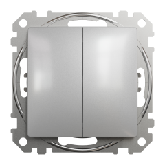 Вимикач двоклавішний прохідний Schneider Electric Sedna Design 10 А Алюміній (SDD113108)