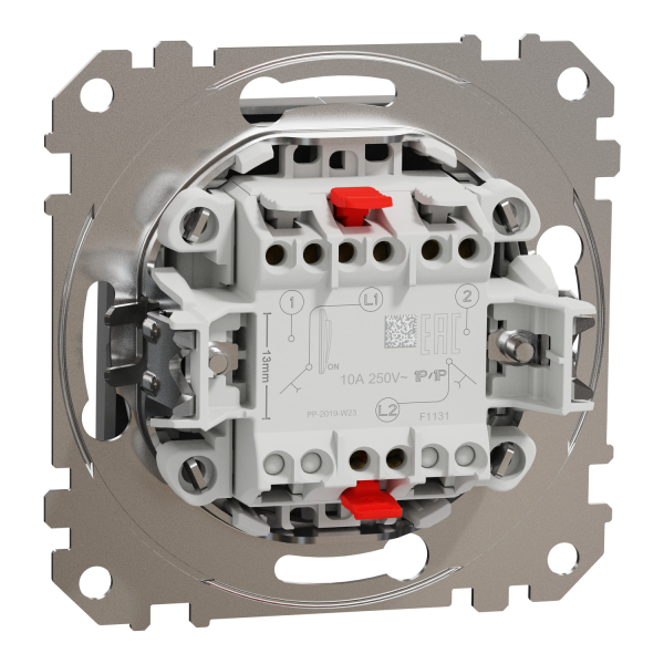 Двухклавишный кнопочный выключатель Schneider Electric Sedna Design 10 А Алюминий (SDD113118)