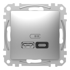 USB-розетка A+C Schneider Electric Sedna Design 3 А 45 Вт Алюміній (SDD113404)