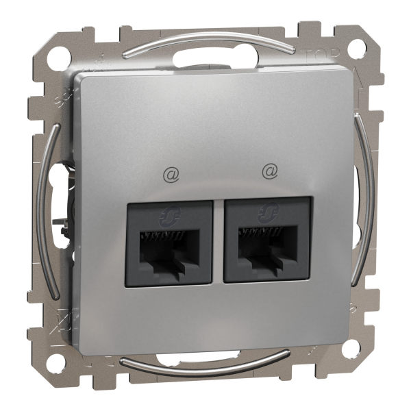 Компьютерная розетка RJ45 Cat5 UTP Schneider Electric Sedna Design 2-постовая Алюминий (SDD113452)