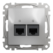 Компьютерная розетка RJ45 Cat5 UTP Schneider Electric Sedna Design 2-постовая Алюминий (SDD113452)