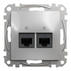 Комп'ютерна розетка RJ45 Cat5 UTP Schneider Electric Sedna Design 2-постова Алюміній (SDD113452)
