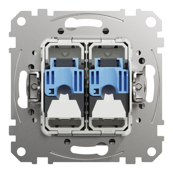 Компьютерная розетка RJ45 Cat6 UTP Schneider Electric Sedna Design 2-постовая Матовый алюминий (SDD113462)