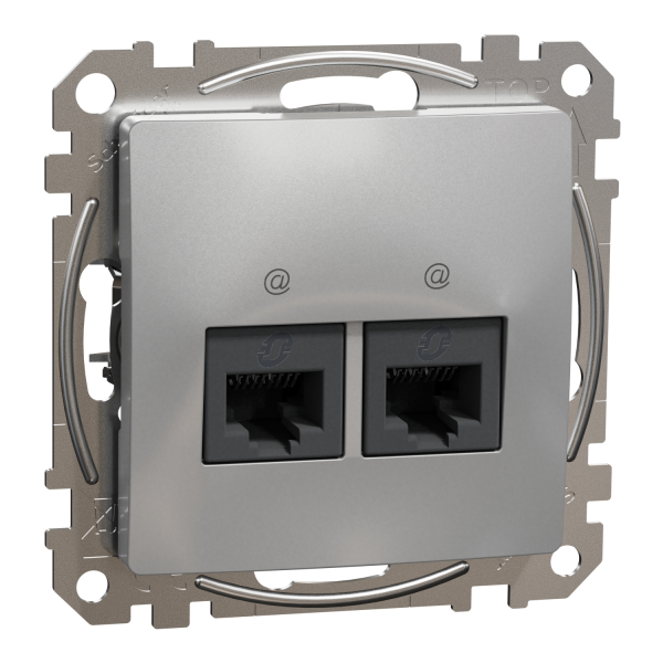 Компьютерная розетка RJ45 Cat6 UTP Schneider Electric Sedna Design 2-постовая Матовый алюминий (SDD113462)