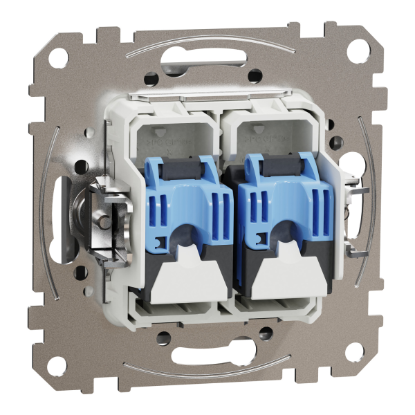 Компьютерная розетка RJ45 Cat6 UTP Schneider Electric Sedna Design 2-постовая Матовый алюминий (SDD113462)