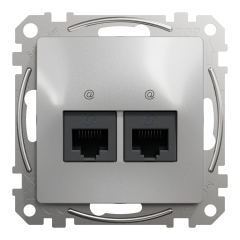 Комп'ютерна розетка RJ45 Cat6 UTP Schneider Electric Sedna Design 2-постова Алюміній (SDD113462)