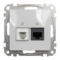 Телекоммуникационная розетка RJ45+RJ11 Schneider Electric Sedna Design Алюминий (SDD113468)