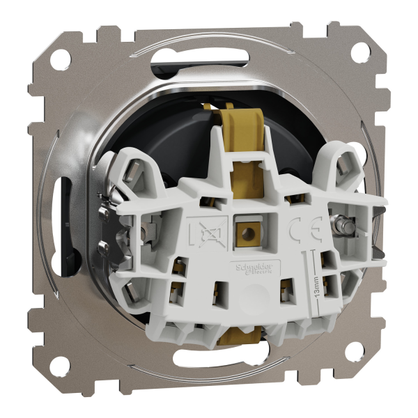 Розетка с заземлением Schneider Electric Sedna Design 16 А со шторками Чёрный (SDD114022)