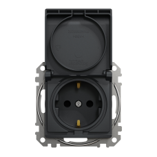 Розетка с заземлением Schneider Electric Sedna Design 16 А со шторками Чёрный (SDD114024)