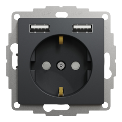 Розетка із заземленням та USB Schneider Electric Sedna Design 16 А + 2×USB Type A Чорний (SDD114052)