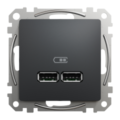 USB-розетка 2xA Schneider Electric Sedna Design 5 Вт Чорний (SDD114401)