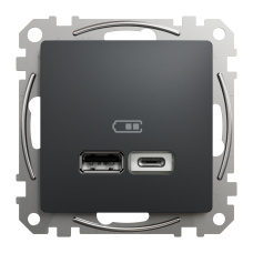USB-розетка A+C Schneider Electric Sedna Design 12 Вт Чорний (SDD114402)