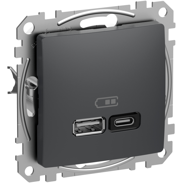 USB-розетка A+C Schneider Electric Sedna Design 45 Вт Антрацит (SDD114404)