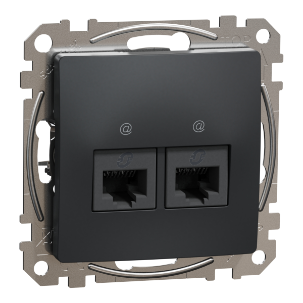 Комп'ютерна розетка RJ45 Cat5 UTP Schneider Electric Sedna Design 2-постова Чорний (SDD114452)