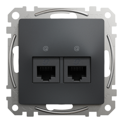 Комп'ютерна розетка RJ45 Cat6 UTP Schneider Electric Sedna Design 2-постова Чорний (SDD114462)