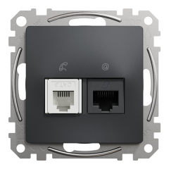 Телекомунікаційна розетка RJ45+RJ11 Schneider Electric Sedna Design Чорний (SDD114468)