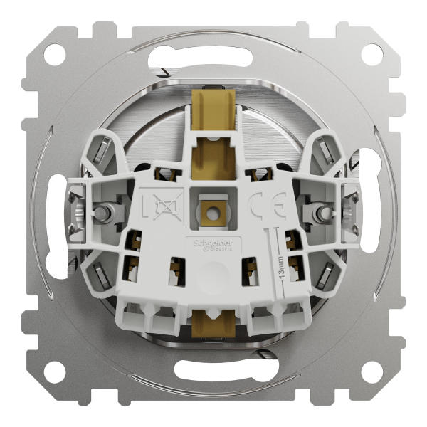 Розетка с заземлением Schneider Electric Sedna Design 16 А со шторками Матовый алюминий (SDD170022)