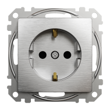 Розетка с заземлением Schneider Electric Sedna Design 16 А со шторками Алюминий (SDD170022)