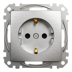 Розетка із заземленням та шторками Schneider Electric Sedna Elements 16 А Матовий алюміній (SDD170022U)
