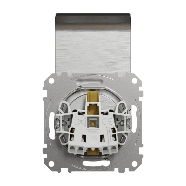 Розетка с заземлением Schneider Electric Sedna Design 16 А со шторками Матовый алюминий (SDD170024)