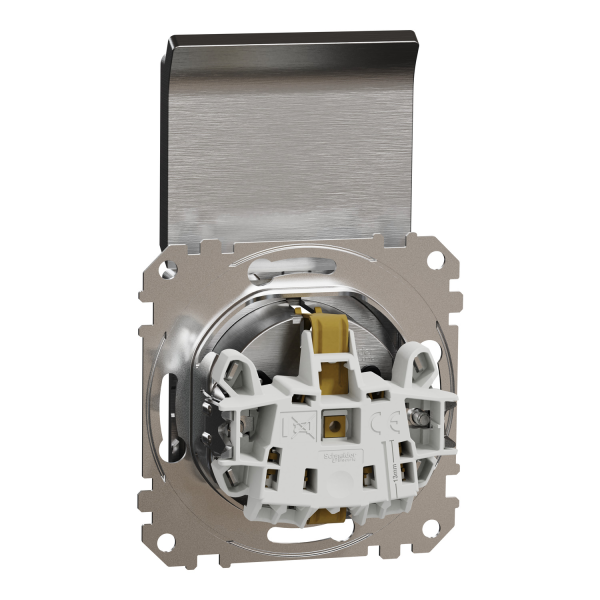 Розетка с заземлением Schneider Electric Sedna Design 16 А со шторками Матовый алюминий (SDD170024)