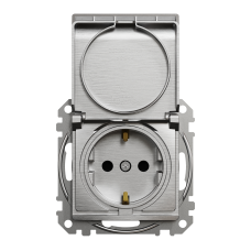 Розетка із заземленням Schneider Electric Sedna Design 16 А зі шторками Алюміній (SDD170024)