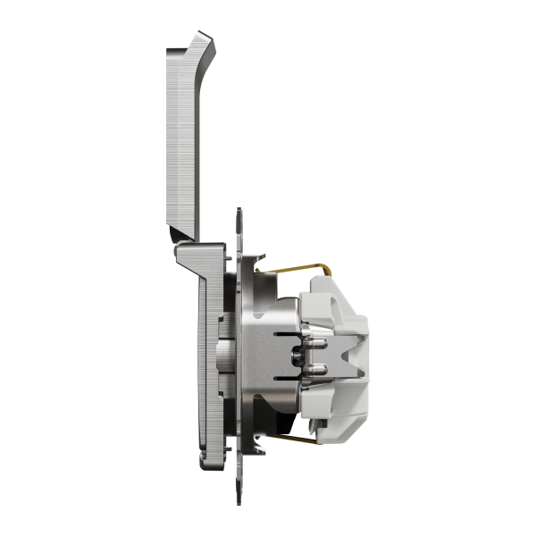 Розетка с заземлением Schneider Electric Sedna Design 16 А со шторками Матовый алюминий (SDD170024)