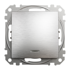 Выключатель одноклавишный с подсветкой Schneider Electric Sedna Elements 10 А Матовый алюминий (SDD170101L)