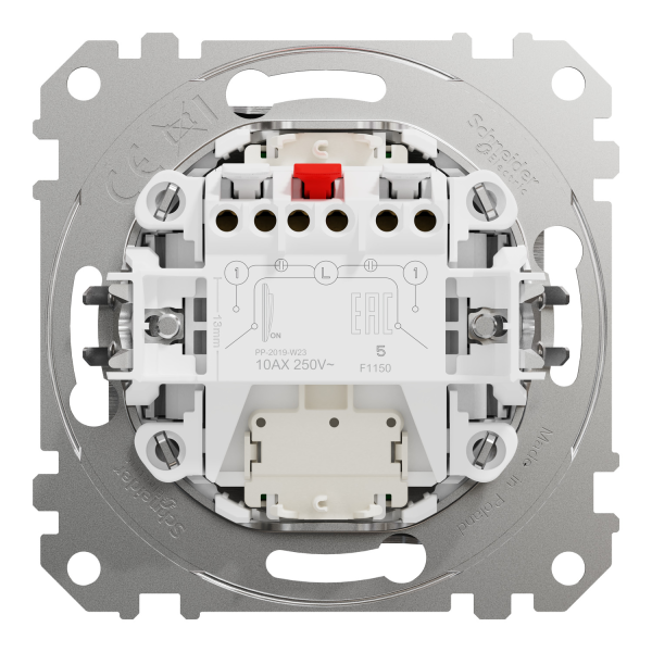 Вимикач двоклавішний з підсвічуванням Schneider Electric Sedna Elements 10 А Матовий алюміній (SDD170105L)