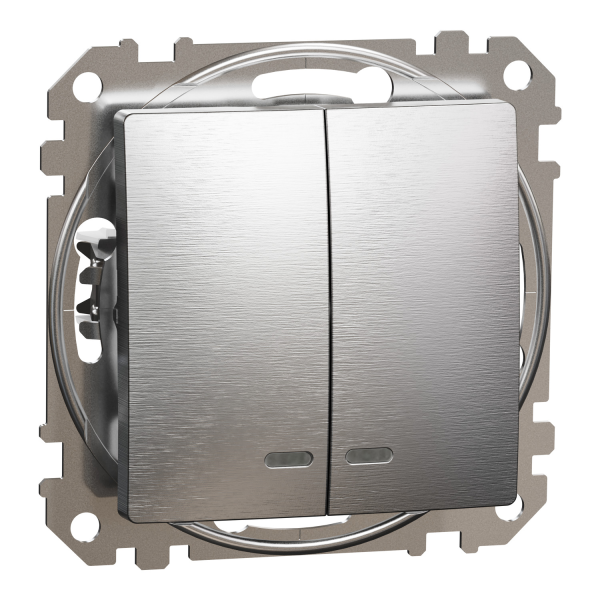 Вимикач двоклавішний з підсвічуванням Schneider Electric Sedna Elements 10 А Матовий алюміній (SDD170105L)