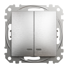 Вимикач двоклавішний з підсвічуванням Schneider Electric Sedna Elements 10 А Матовий алюміній (SDD170105L)