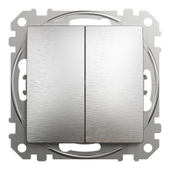 Выключатель двухклавишный проходной Schneider Electric Sedna Elements 10 А Матовый алюминий (SDD170108)