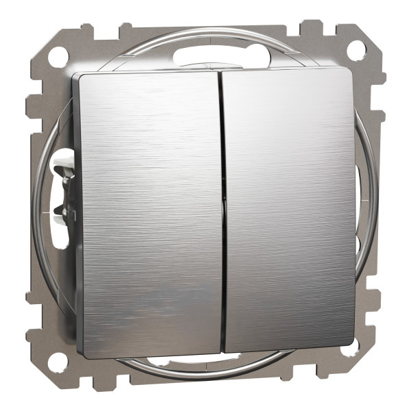 Вимикач двоклавішний прохідний Schneider Electric Sedna Elements 10 А Матовий алюміній (SDD170108U)