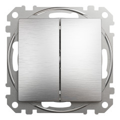 Вимикач двоклавішний прохідний Schneider Electric Sedna Elements 10 А Матовий алюміній (SDD170108U)