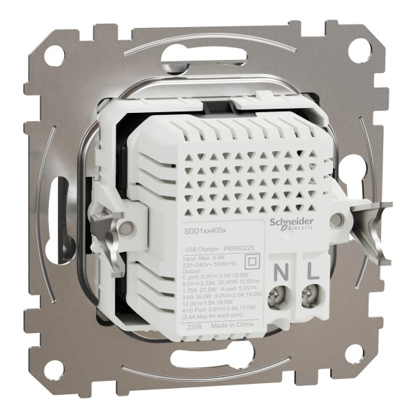 USB-розетка A+C Schneider Electric Sedna Elements 3A, 21Вт, PD PPS, PRO, Матовый алюминий (SDD170405U)