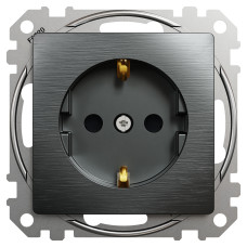Розетка с заземлением и шторками Schneider Electric Sedna Elements 16 А Матовый титан (SDD172022U)