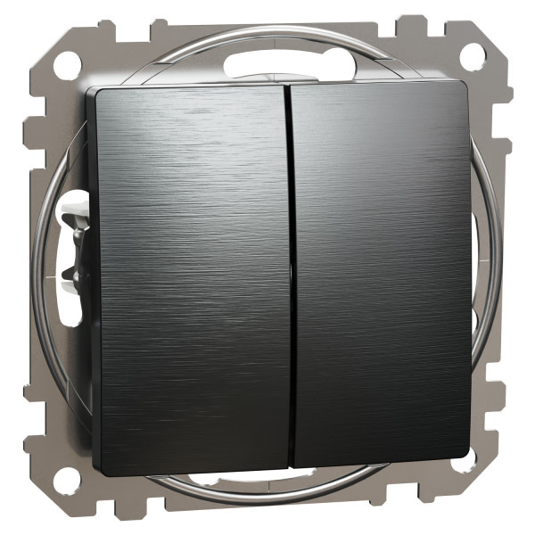 Вимикач двоклавішний прохідний Schneider Electric Sedna Elements 10 А Матовий титан (SDD172108U)