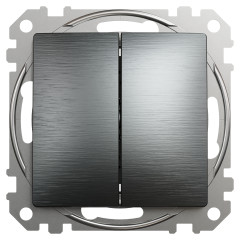 Вимикач двоклавішний прохідний Schneider Electric Sedna Elements 10 А Матовий титан (SDD172108U)